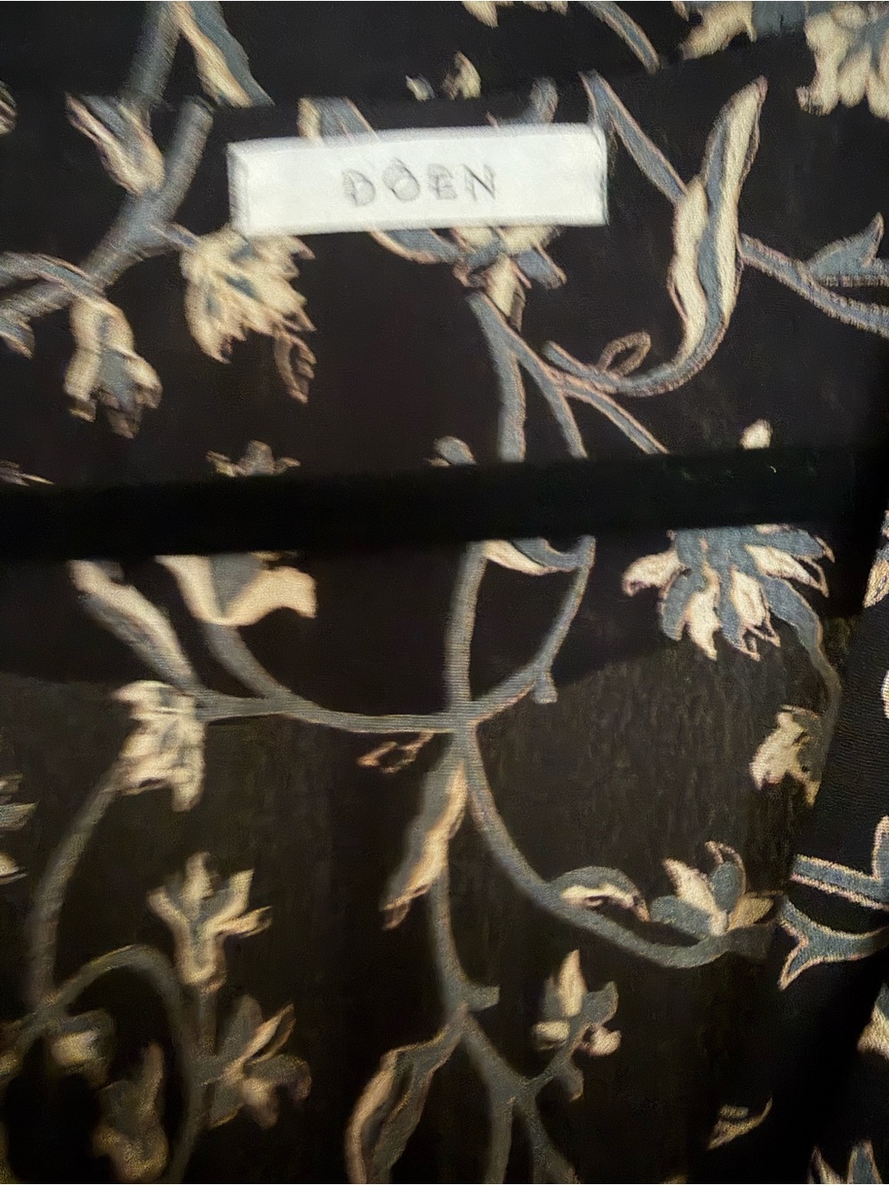 Doen Black Floral Wrap Dress with Cream & Gray Detail - Picture 5 of 7